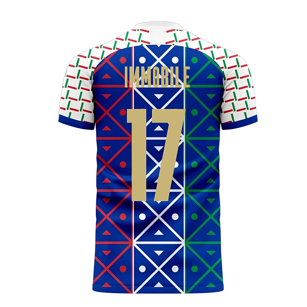 '25-'26 Italy Renaissance Home Concept Football Kit (Libero) (Immobile 17) Polyester Ciro Immobile Made By: Libero Sportswear Men's Blue Extra Large