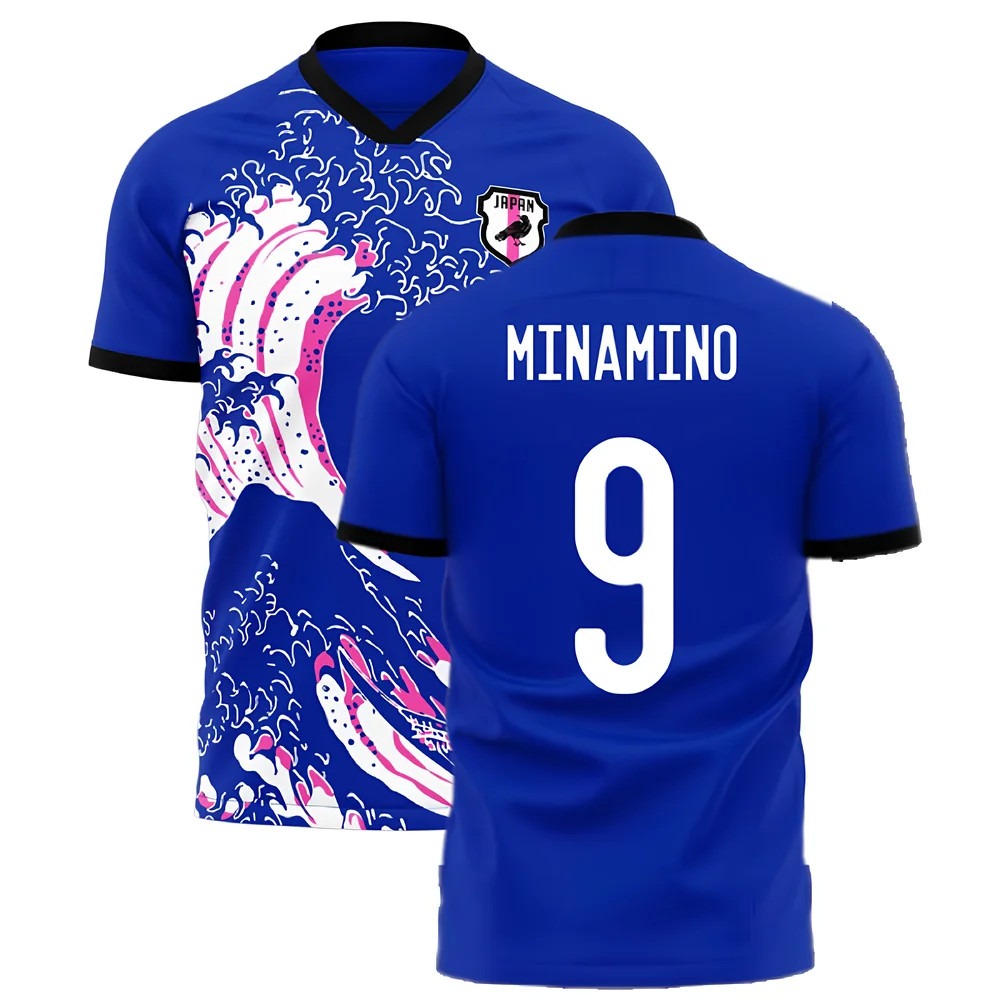 Japan Wave Concept Football Kit (Libero) (Minamino 9) Polyester Takumi Minamino Made By: Libero Sportswear Men's Blue 4XL