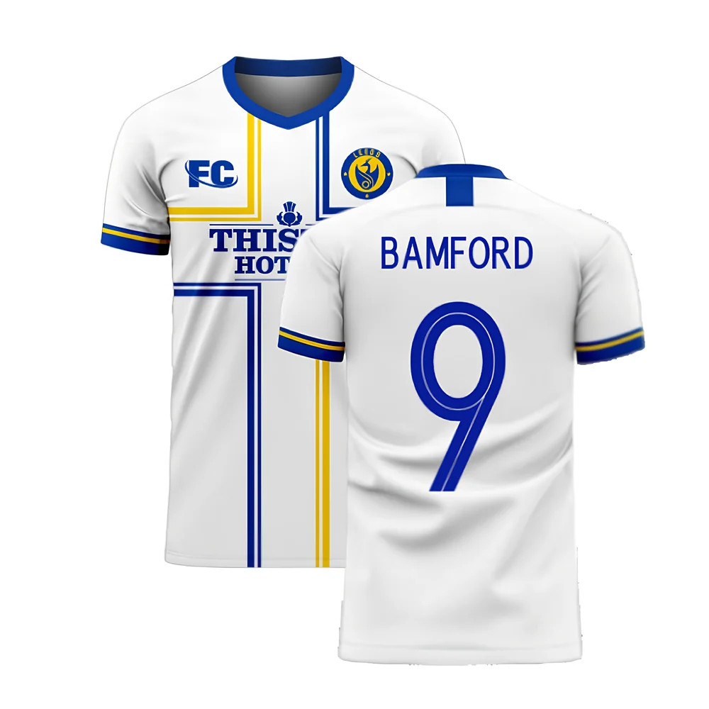 '20-'21 Leeds Home Concept Football Kit (Fans Culture) (Bamford 9) Polyester Patrick Bamford Men's White Extra Large