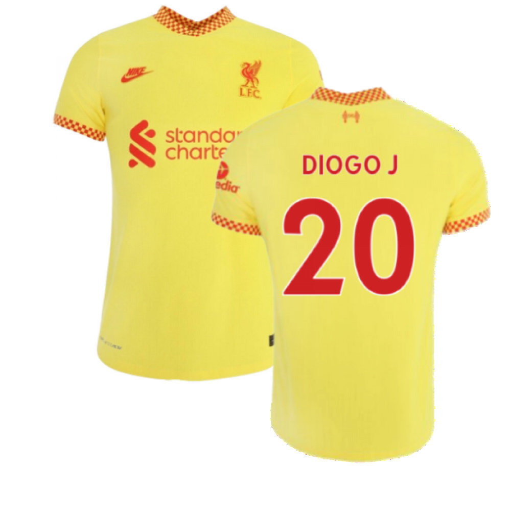 '21-'22 Liverpool 3Rd Shirt (Diogo J. 20) Polyester Diogo Jota Made By: Nike Men's Yellow Small