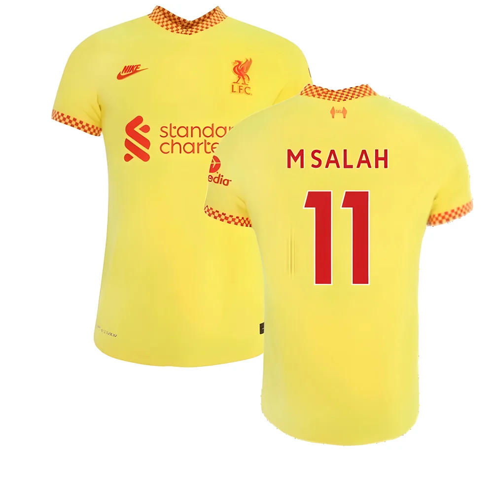 '21-'22 Liverpool 3Rd Shirt (M.salah 11) Polyester Mohamed Salah Made By: Nike Men's Yellow Small