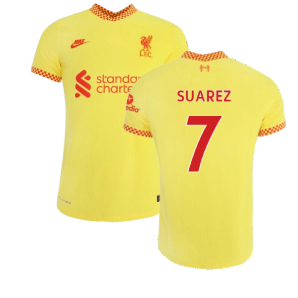 '21-'22 Liverpool 3Rd Shirt (Suarez 7) Polyester Luis Suarez Made By: Nike Men's Yellow Small