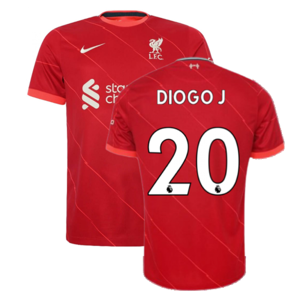 '21-'22 Liverpool Home Shirt (Kids) (Diogo J. 20) Polyester Diogo Jota Made By: Nike Unisex Kids Red Small