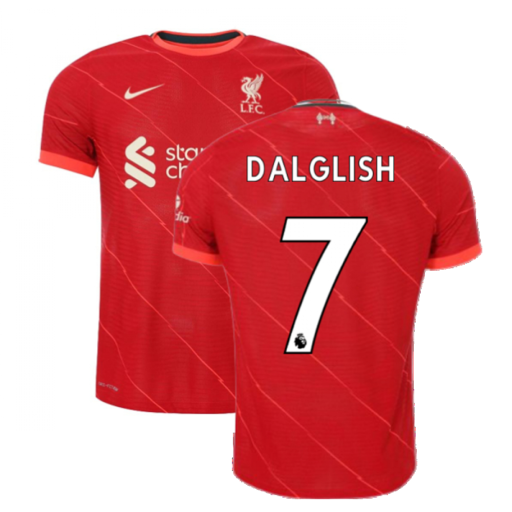 '21-'22 Liverpool Vapor Home Shirt (Kids) (Dalglish 7) Polyester Kenny Dalglish Made By: Nike Unisex Kids Red Small