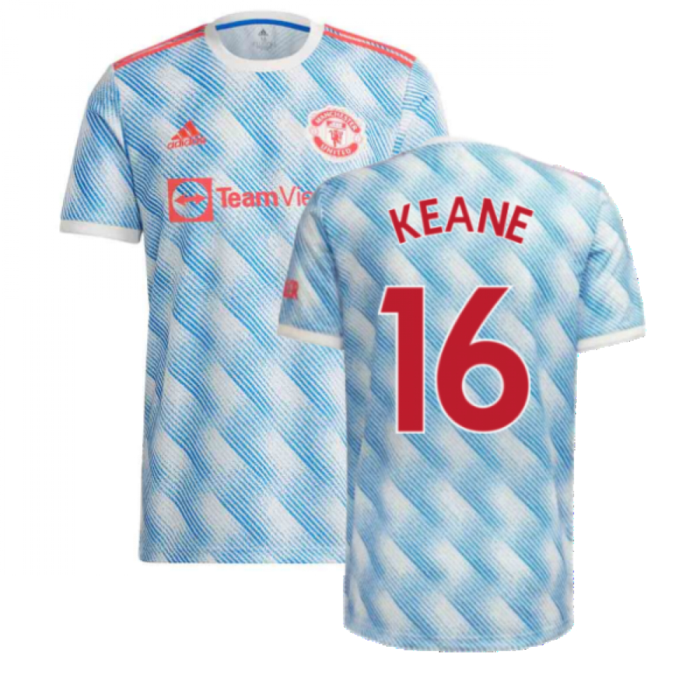 '21-'22 Man Utd Away Shirt (Keane 16) Polyester Roy Keane Manchester United Made By: Adidas Men's White 3XL