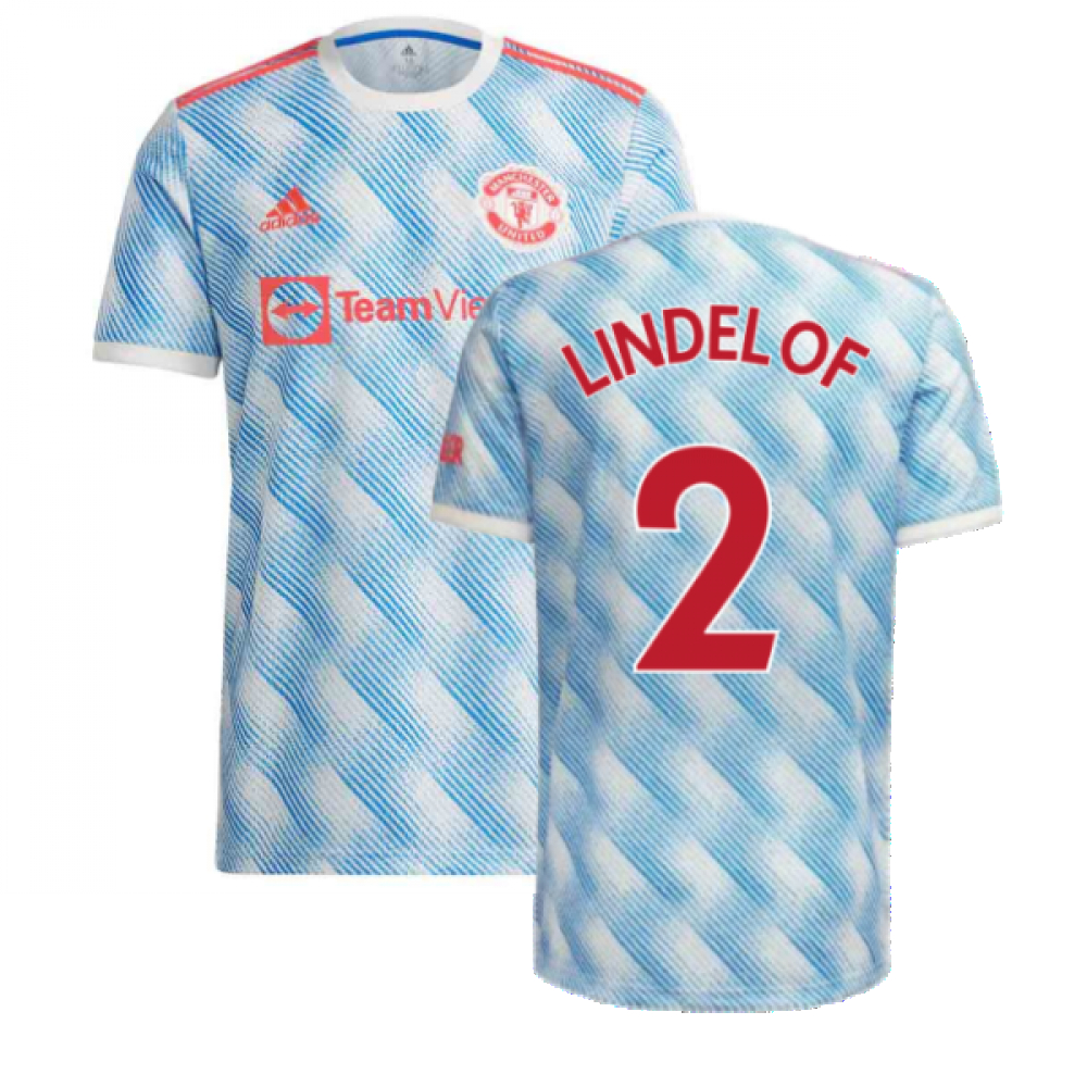 '21-'22 Man Utd Away Shirt (Lindelof 2) Polyester Victor Lindelof Manchester United Made By: Adidas Men's White Extra Small