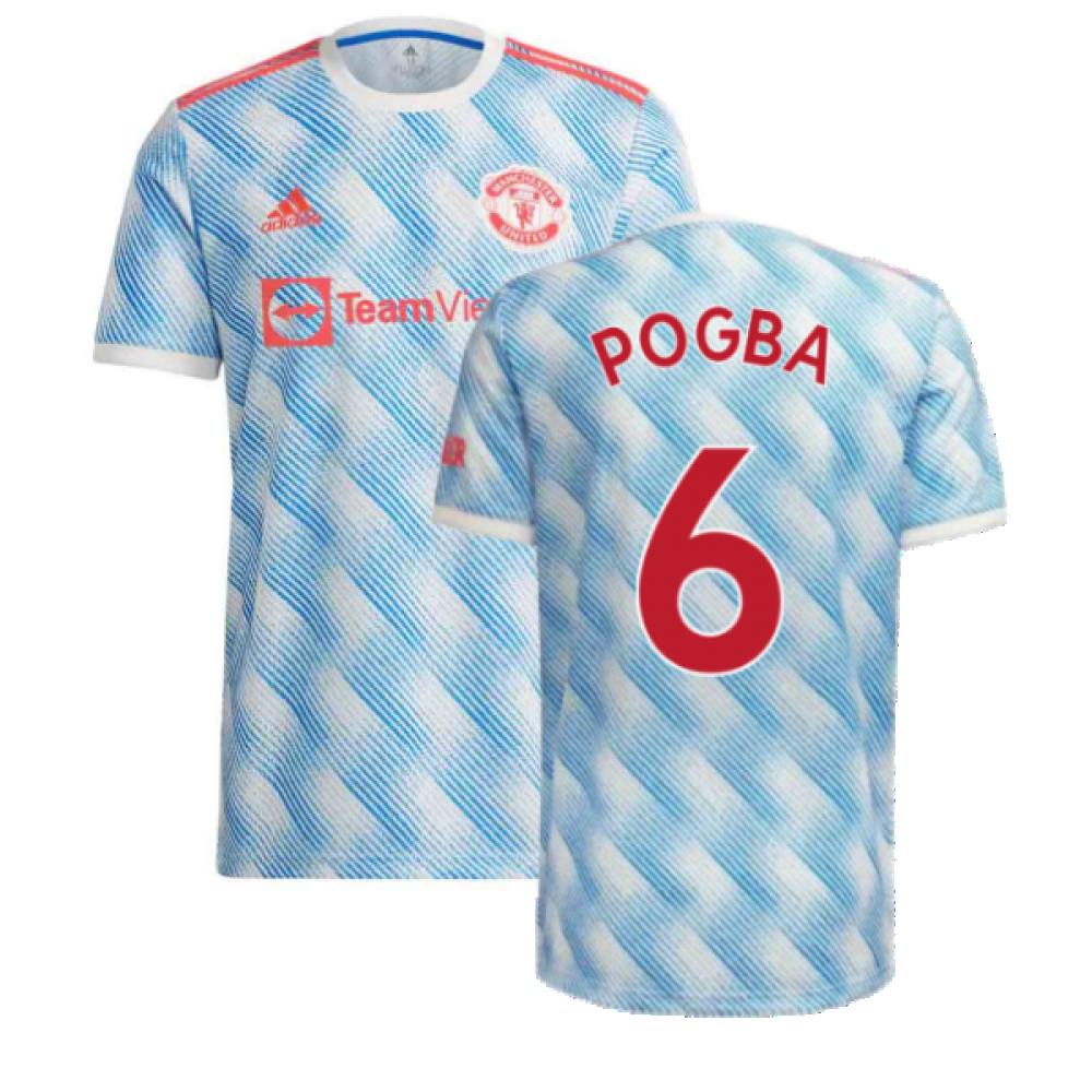 '21-'22 Man Utd Away Shirt (Pogba 6) Polyester Paul Pogba Manchester United Made By: Adidas Men's White 4XL