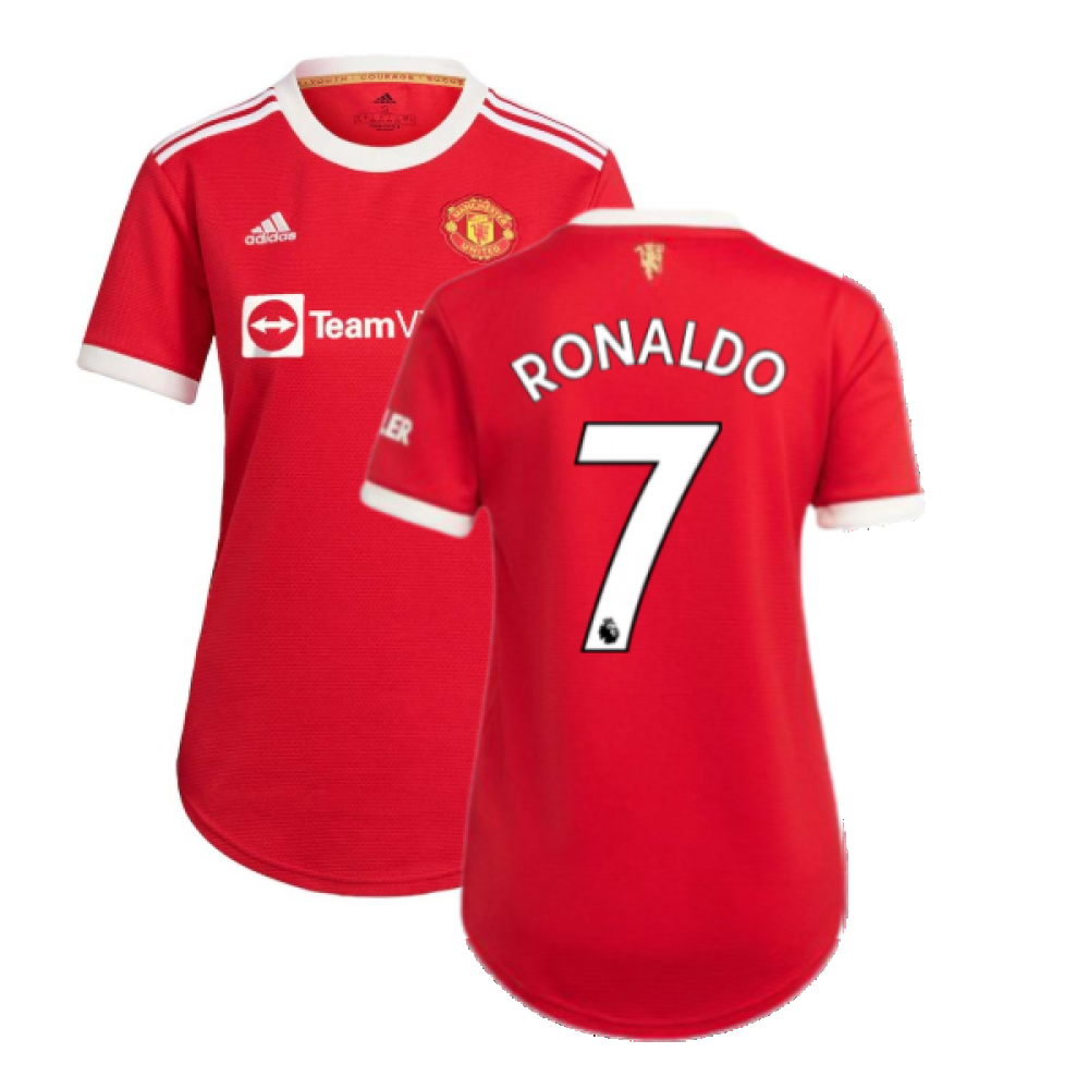 '21-'22 Man Utd Home Shirt () (Ronaldo 7) Polyester Cristiano Ronaldo Manchester United Made By: Adidas Women's Red Xxs