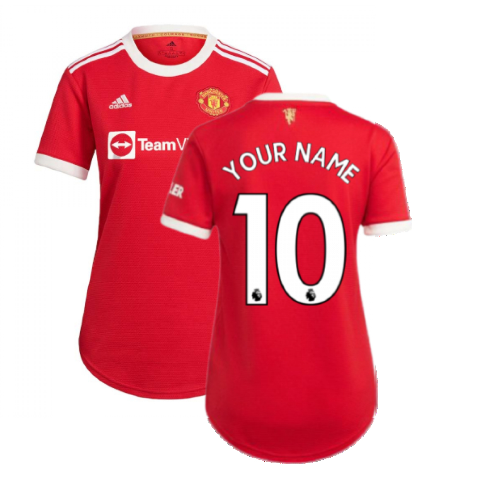 '21-'22 Man Utd Home Shirt () (Your Name) Polyester Manchester United Made By: Adidas Women's Red Xxs
