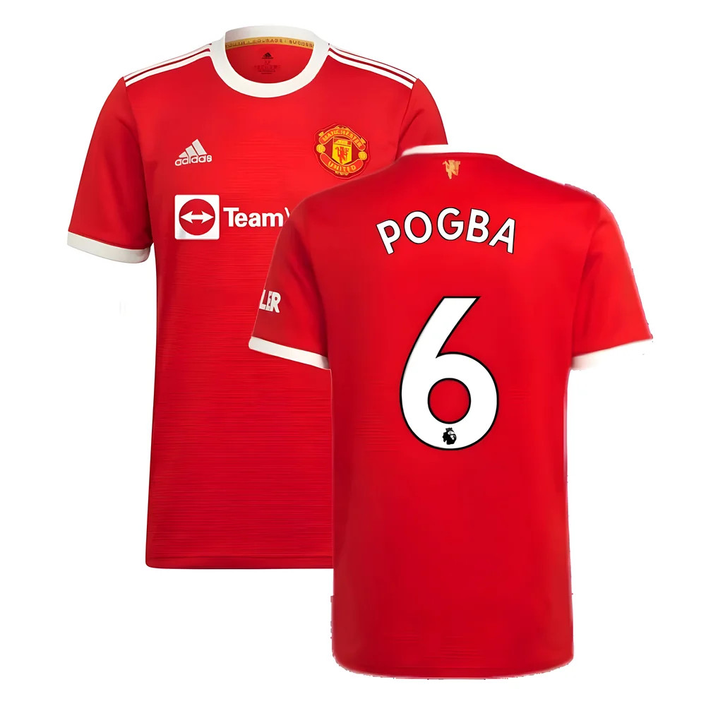 '21-'22 Man Utd Home Shirt (Pogba 6) Polyester Paul Pogba Manchester United Made By: Adidas Men's Red 4XL