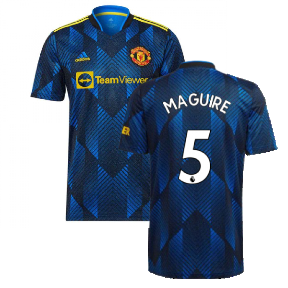 '21-'22 Man Utd Third Shirt (Maguire 5) Polyester Harry Maguire Manchester United Made By: Adidas Men's Blue Small