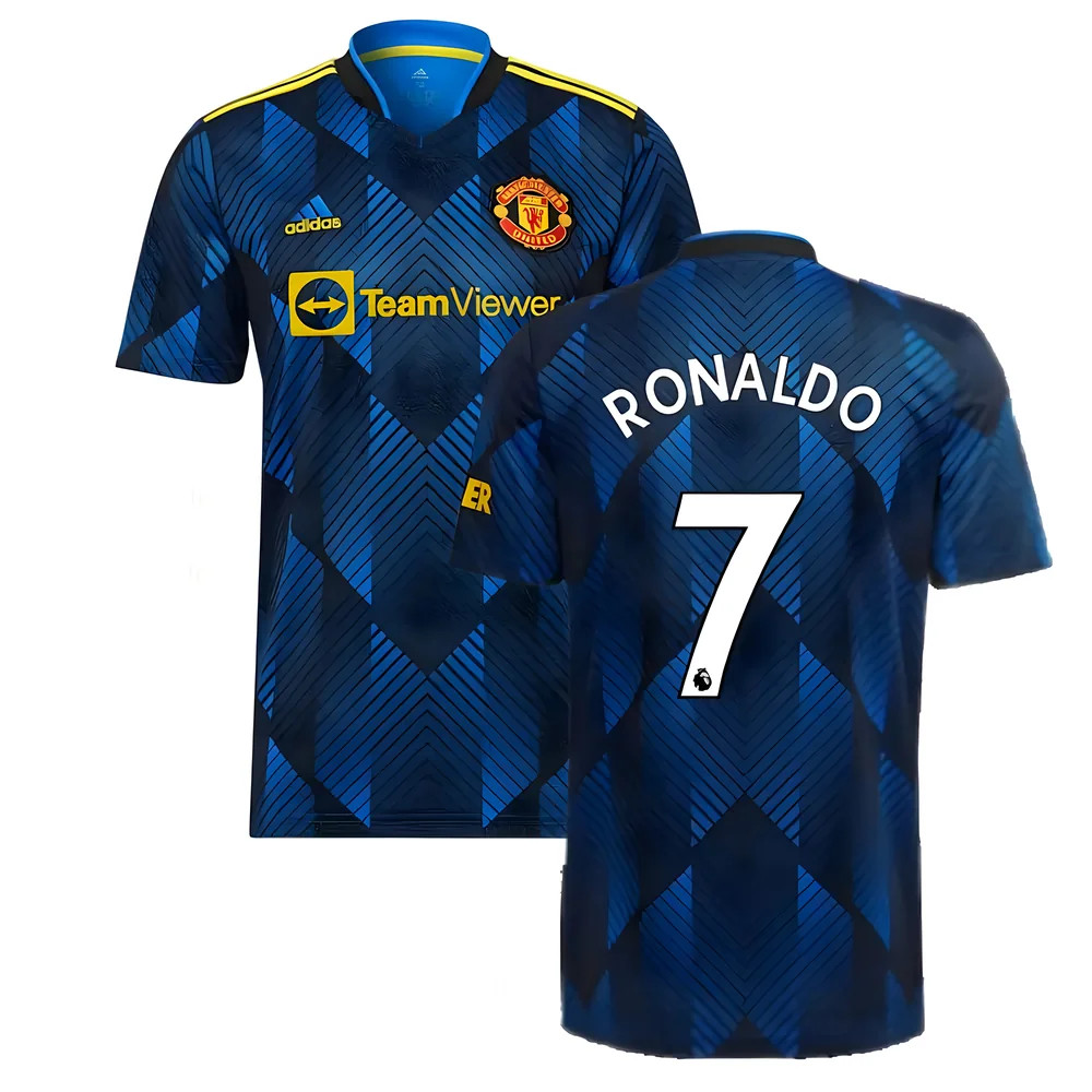 '21-'22 Man Utd Third Shirt (Ronaldo 7) Polyester Cristiano Ronaldo Manchester United Made By: Adidas Men's Blue Medium