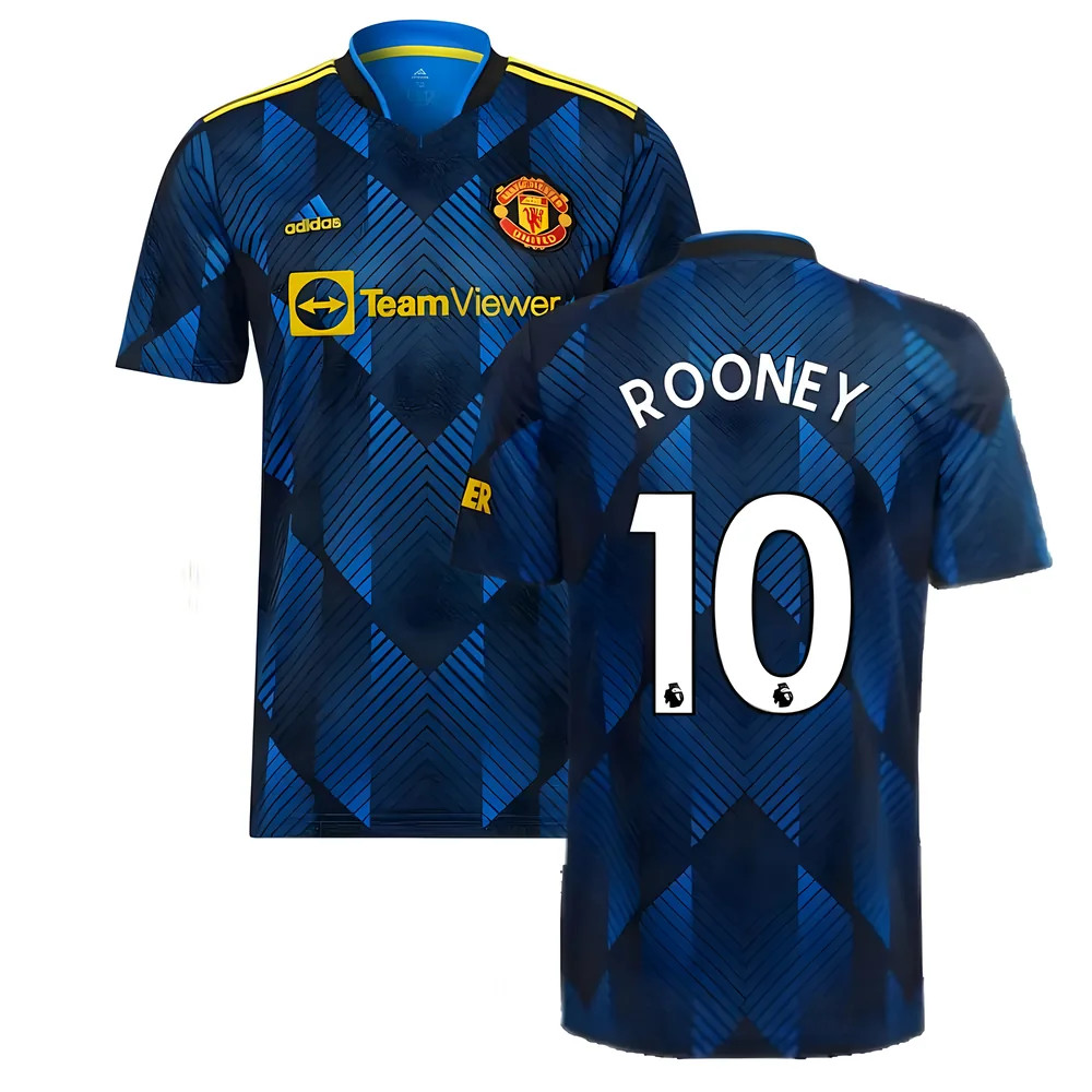 '21-'22 Man Utd Third Shirt (Rooney 10) Polyester Wayne Rooney Manchester United Made By: Adidas Men's Blue Medium