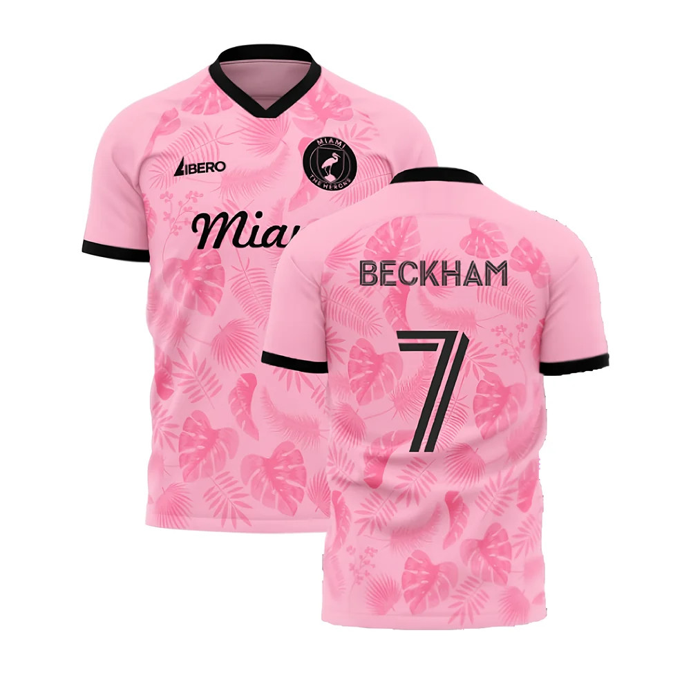 '25-'26 Miami Home Concept Kit (Libero) (Beckham 7) Polyester Inter Miami Made By: Libero Sportswear Men's Pink Xxl