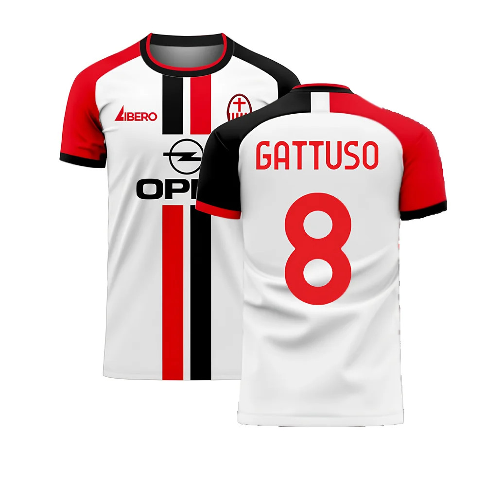 '25-'26 Milan Away Concept Football Kit (Libero) (Gattuso 8) Polyester Gennaro Gattuso Ac Milan Made By: Libero Sportswear Men's White Medium