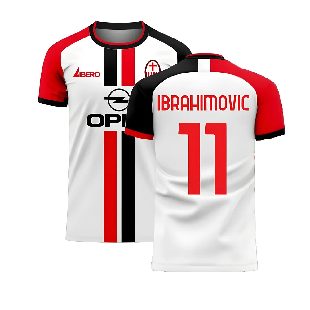 '25-'26 Milan Away Concept Football Kit (Libero) (Ibrahimovic 11) Polyester Zlatan Ibrahimovic Ac Milan Made By: Libero Sportswear Men's White Xxl