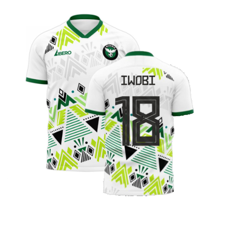 '25-'26 Nigeria Away Concept Football Kit (Libero) (Iwobi 18) Polyester Alex Iwobi Made By: Libero Sportswear Men's White Medium