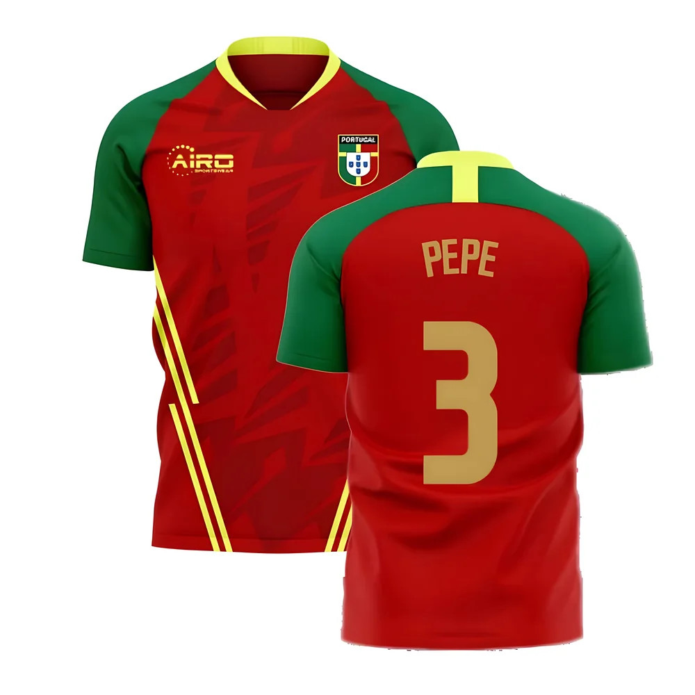 '25-'26 Portugal Home Concept Football Kit (Airo) (Pepe 3) Polyester Made By: Airo Sportswear Men's Red 4XL