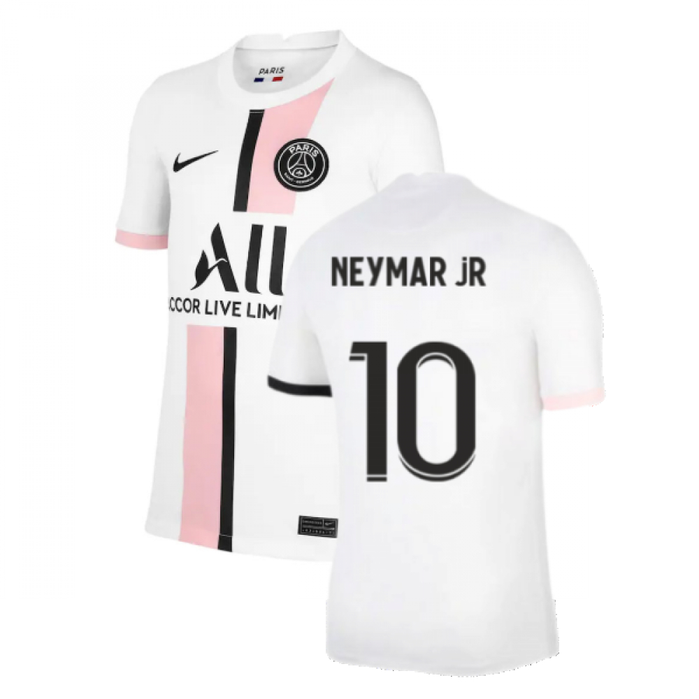 '21-'22 Psg Away Shirt (Kids) (Neymar Jr 10) Polyester Made By: Nike Unisex Kids White Small
