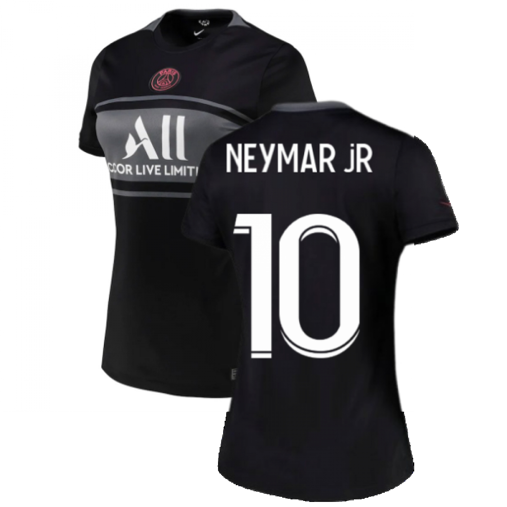 '21-'22 Psg 3Rd Shirt (Neymar Jr 10) Polyester Made By: Nike Women's Black Large