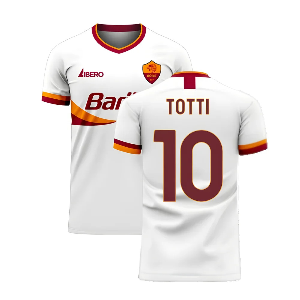 '25-'26 Roma Away Concept Football Kit (Libero) (Totti 10) Polyester Francesco Totti Made By: Libero Sportswear Men's White Xxl