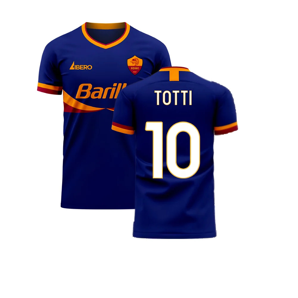 '25-'26 Roma Third Concept Football Kit (Libero) (Totti 10) Polyester Francesco Totti Made By: Libero Sportswear Men's Navy 4XL