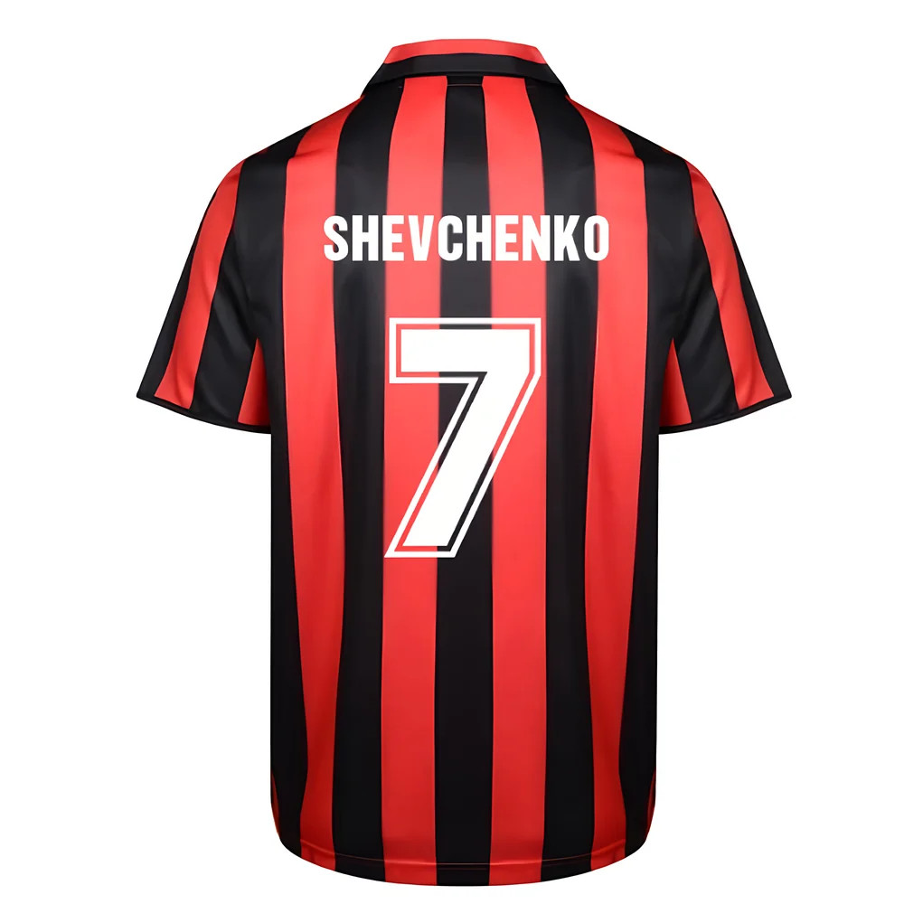 Score Draw Ac Milan 1988 Retro Football Shirt (Shevchenko 7) Polyester Andrei Shevchenko Men's Red Large