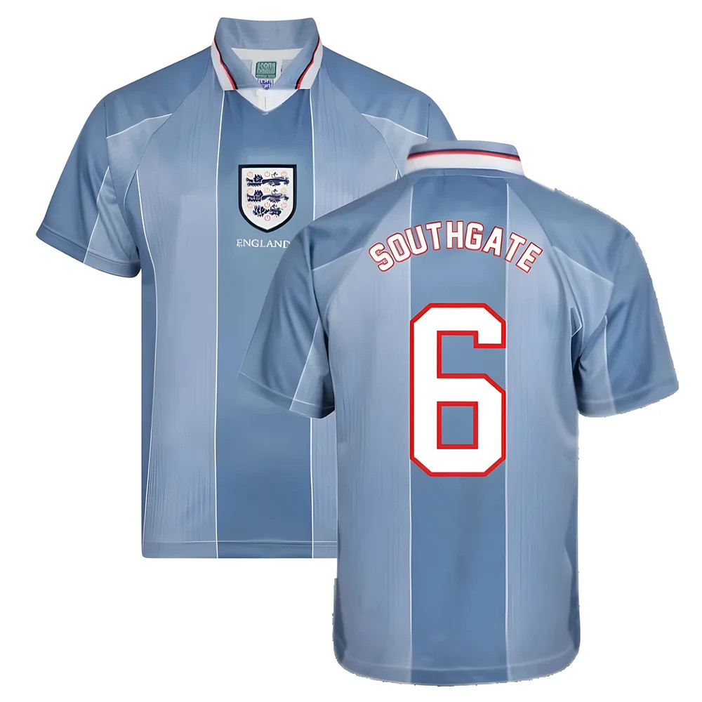 Score Draw England 1996 Away Euro Championship Retro Football Shirt (Southgate 6) Polyester Gareth Southgate Men's Blue Medium