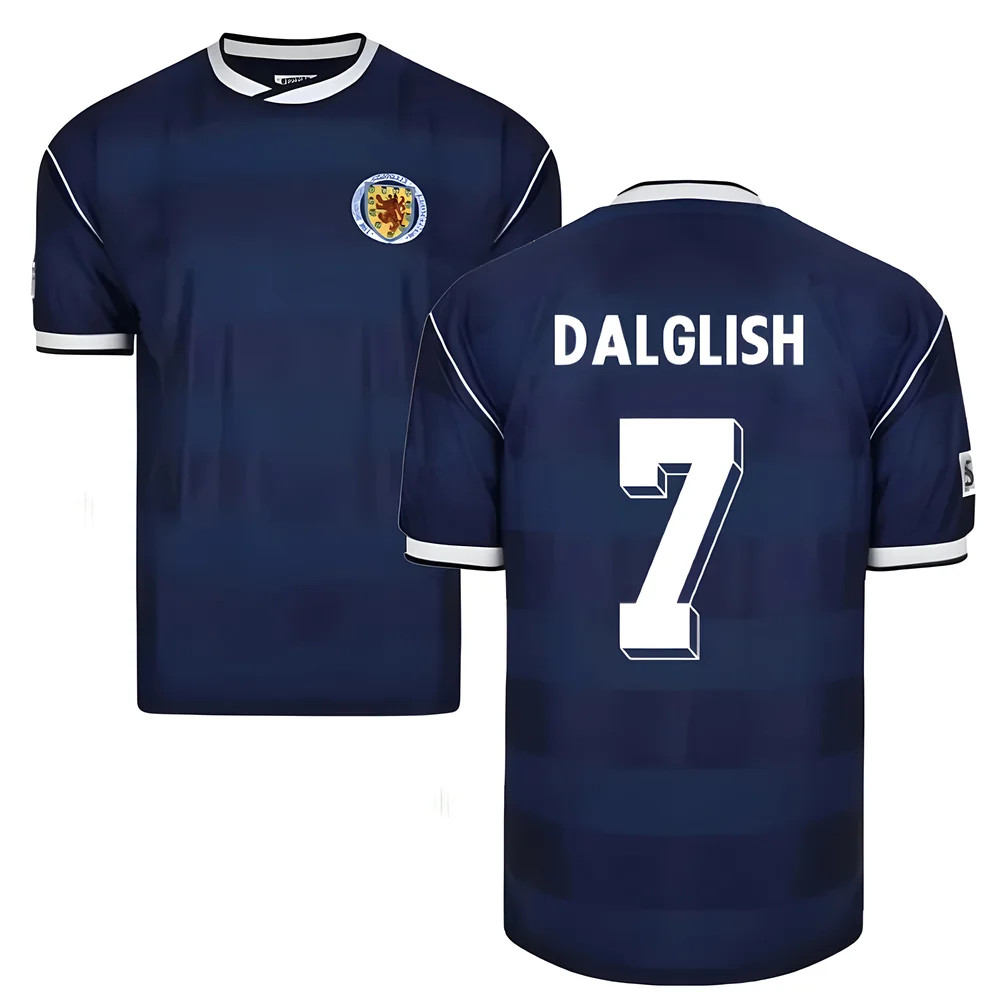 Score Draw Scotland 1986 Retro Football Shirt (Dalglish 7) Polyester Men's Navy Large