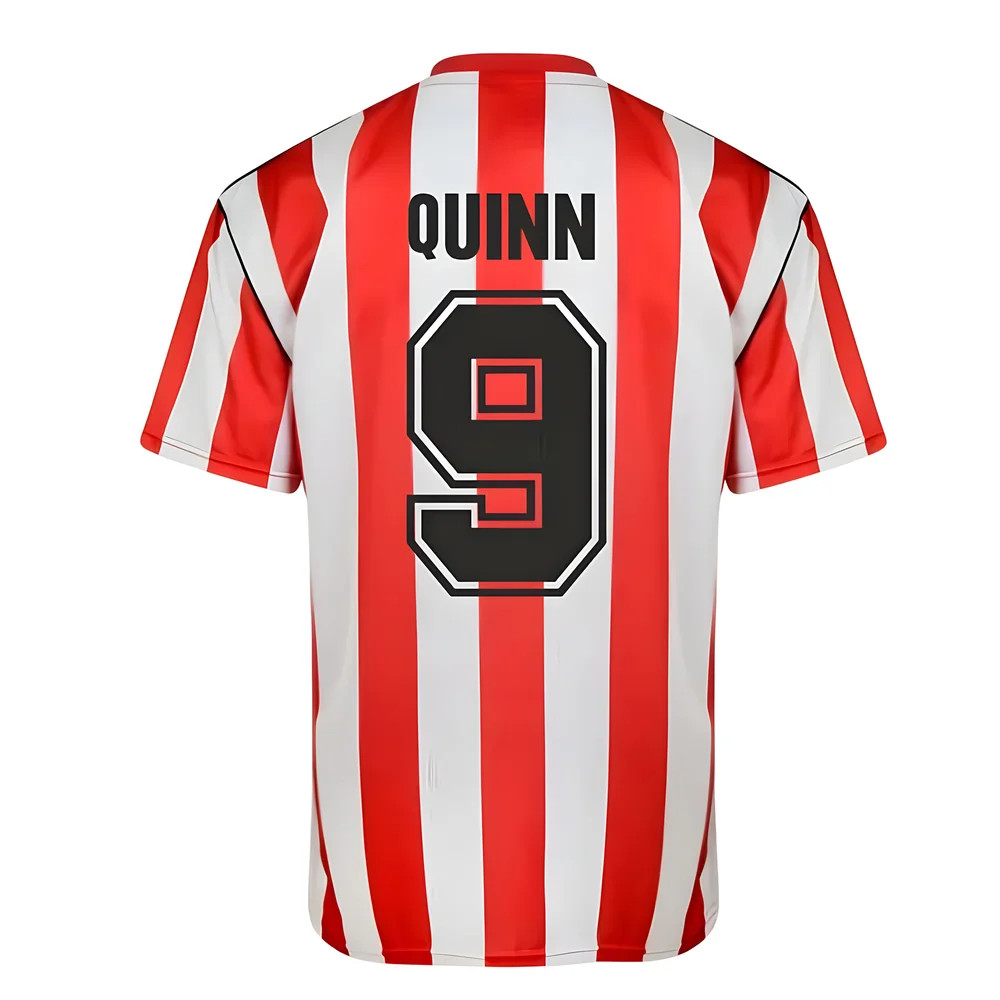 Score Draw Sunderland 1990 Retro Football Shirt (Quinn 9) Polyester Men's Red Extra Large