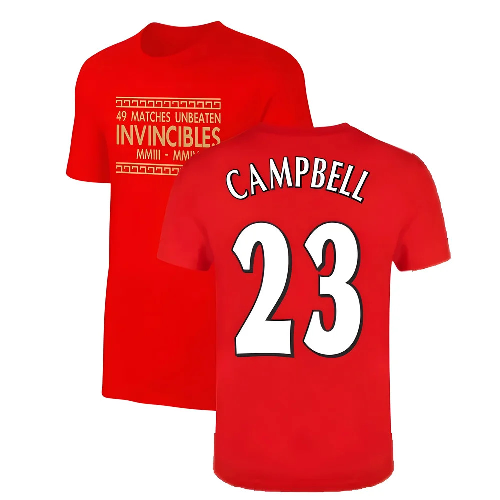 The Invincibles 49 Unbeaten T-Shirt (Red) (Campbell 23) Polyester Sol Campbell Arsenal Made By: Soccer Tees Men's Red Medium