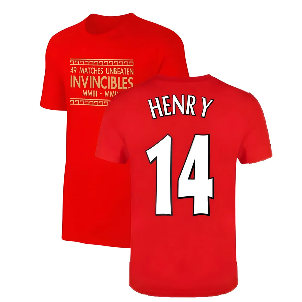 The Invincibles 49 Unbeaten T-Shirt (Red) (Henry 14) Polyester Thierry Henry Arsenal Made By: Soccer Tees Men's Red Extra Large
