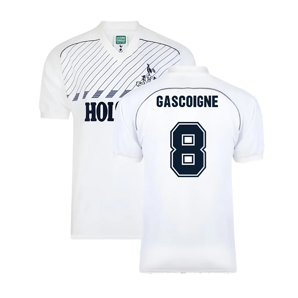 Tottenham 1986 Retro Home Shirt (Gascoigne 8) Polyester Paul Gascoigne Made By: Score Draw Men's White Xxl