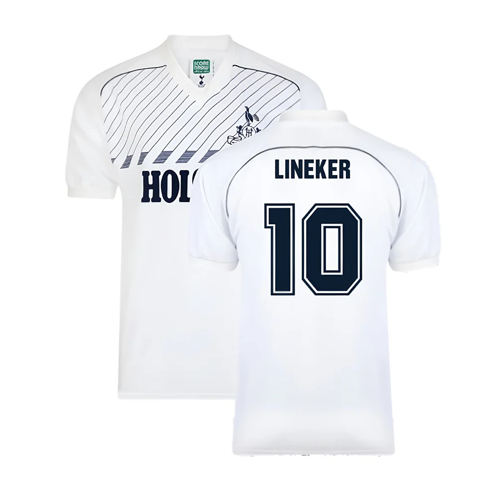 Tottenham 1986 Retro Home Shirt (Lineker 10) Polyester Gary Lineker Made By: Score Draw Men's White Medium