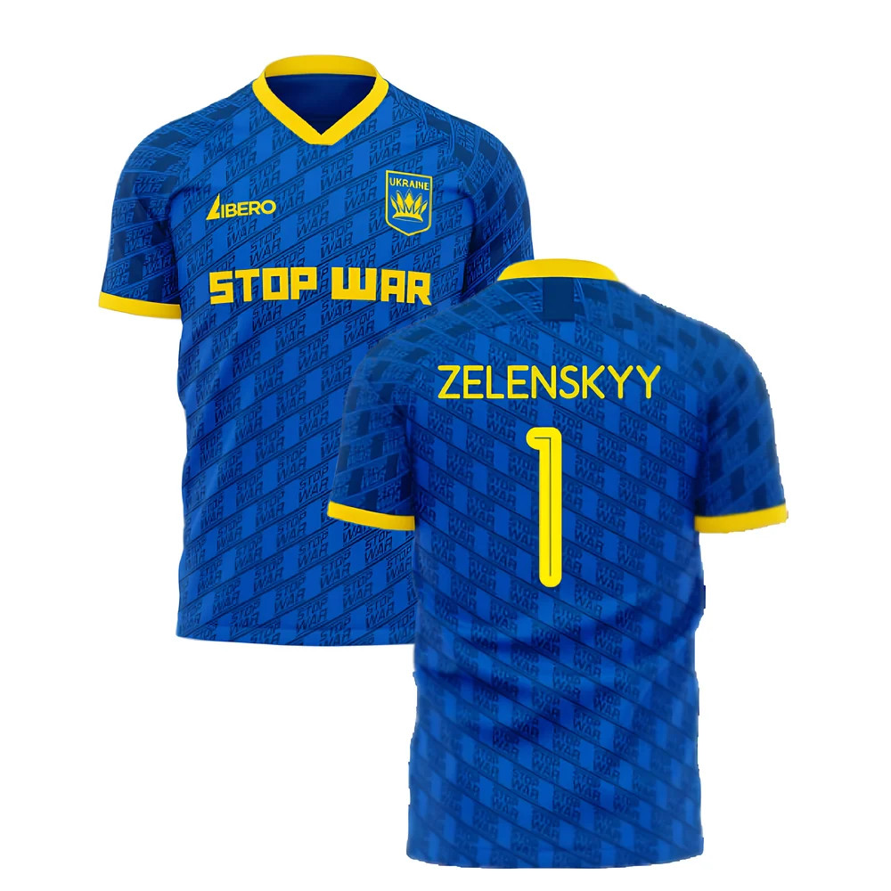 Ukraine Stop War Message Concept Kit (Libero) - (Zelenskyy 1) Polyester Volodymyr Zelenskyy Made By: Libero Sportswear Men's Blue Xxl