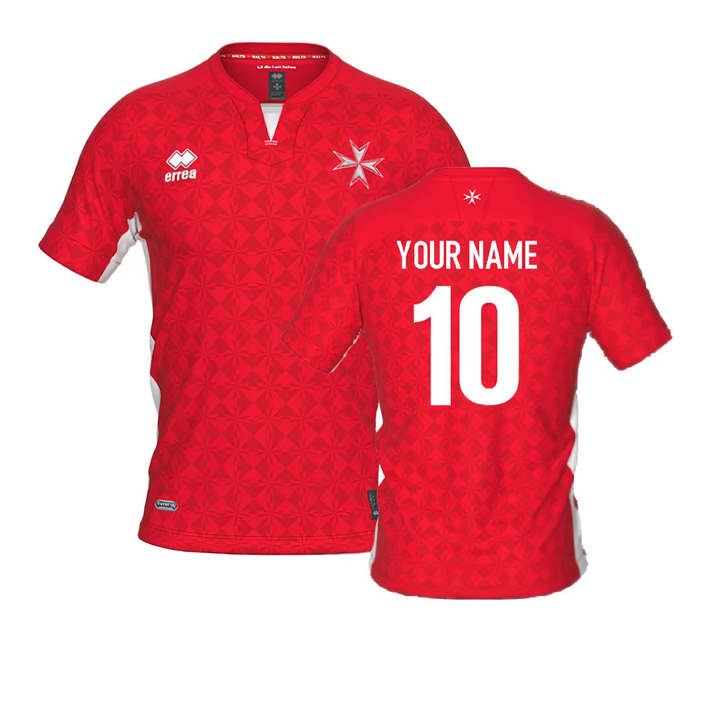 '22-'23 Malta Home Shirt (Your Name) Polyester Made By: Joma Men's Red Xxl