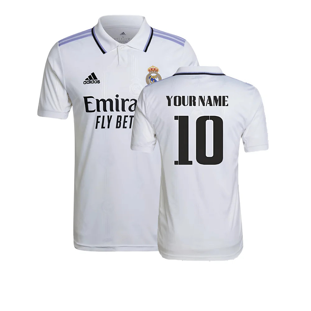 '22-'23 Real Madrid Home Shirt (Your Name) Polyester Made By: Adidas Men's Silver Xxl
