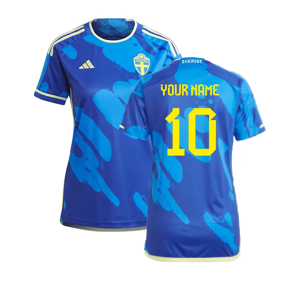 '23-'24 Sweden Away Shirt (Ladies) (Your Name) Polyester Made By: Adidas Men's Teal Extra Small
