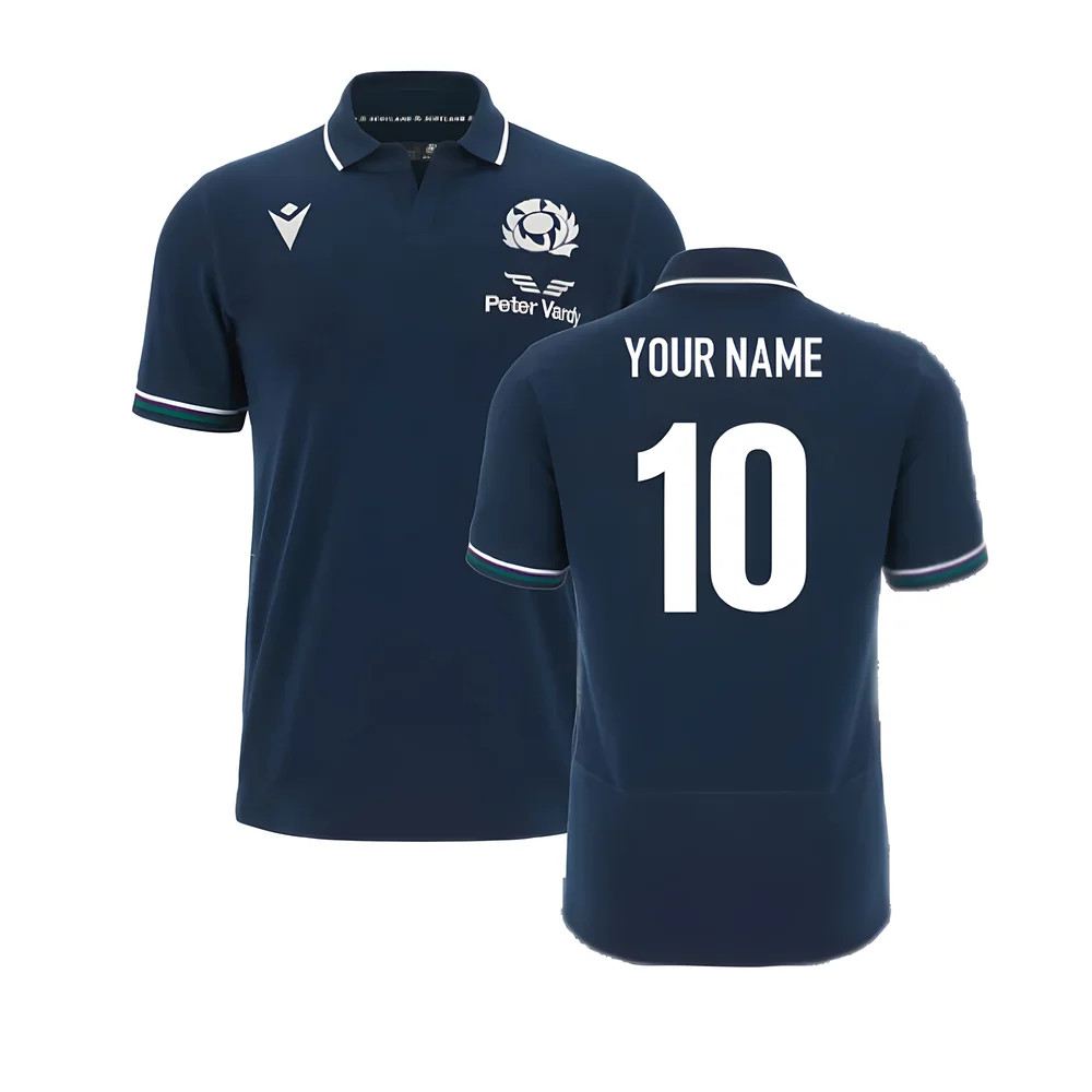 '23-'24 Scotland Home Cotton Rugby Shirt (Your Name) Made By: Macron Men's Black 3XL