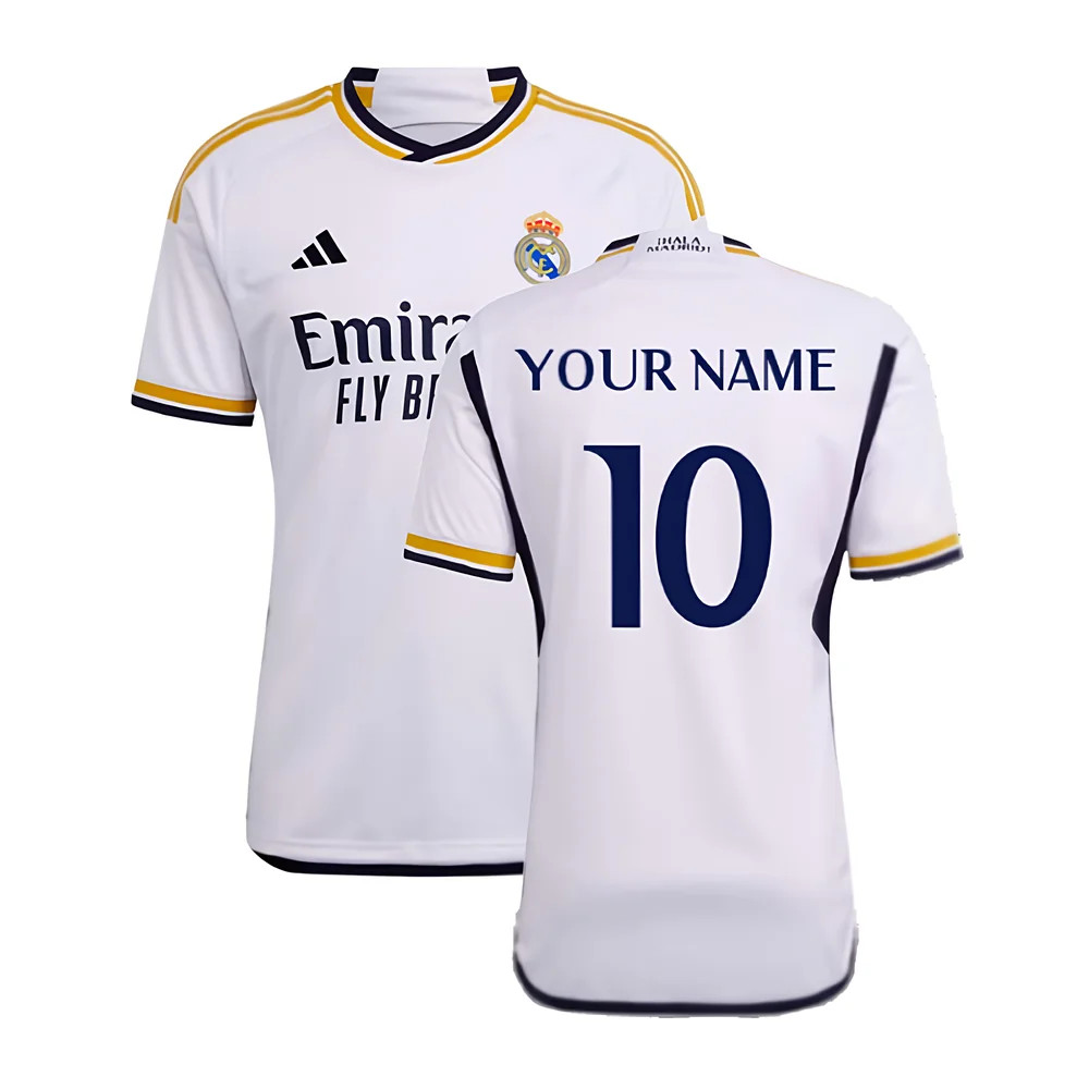 '23-'24 Real Madrid Home Shirt (Your Name) Polyester Made By: Adidas Men's Silver Xxl