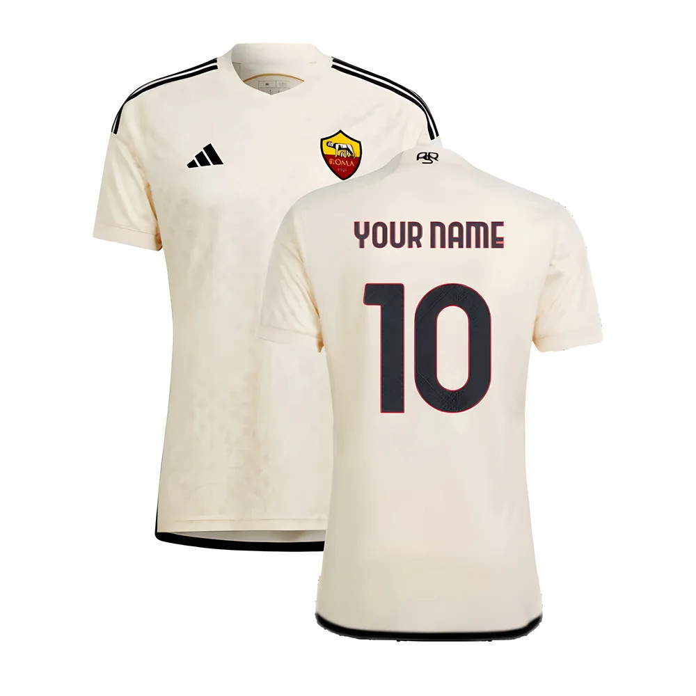 '23-'24 Roma Away Shirt (Your Name) Polyester Made By: Adidas Men's Silver Xxl