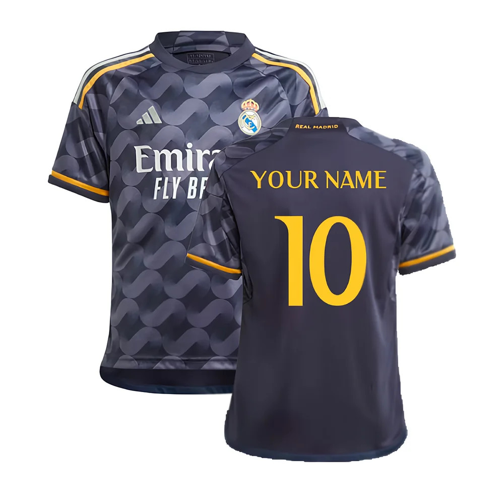 '23-'24 Real Madrid Away Shirt (Kids) (Your Name) Men's Polyester Made By: Adidas Boys Indigo Size 15-16