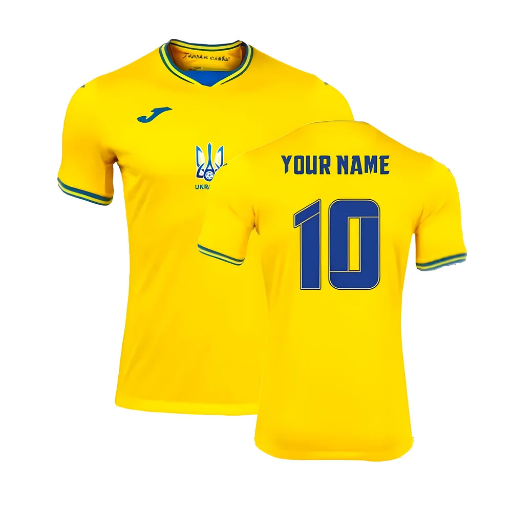 '24-'25 Ukraine Home Shirt (Your Name) Polyester Made By: Joma Men's Yellow Medium