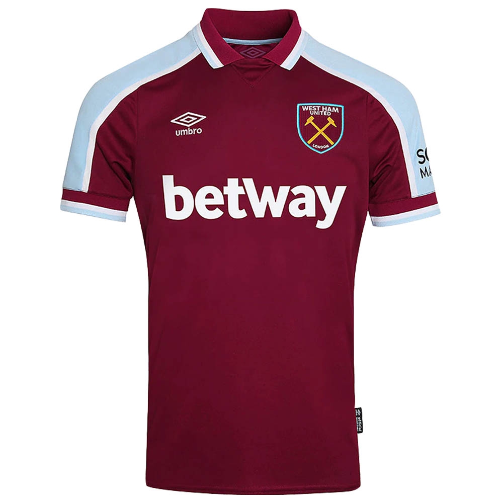 Weggegooid Maak plaats Weg 2021-2022 West Ham Home Shirt [94268U-KIT] - Uksoccershop