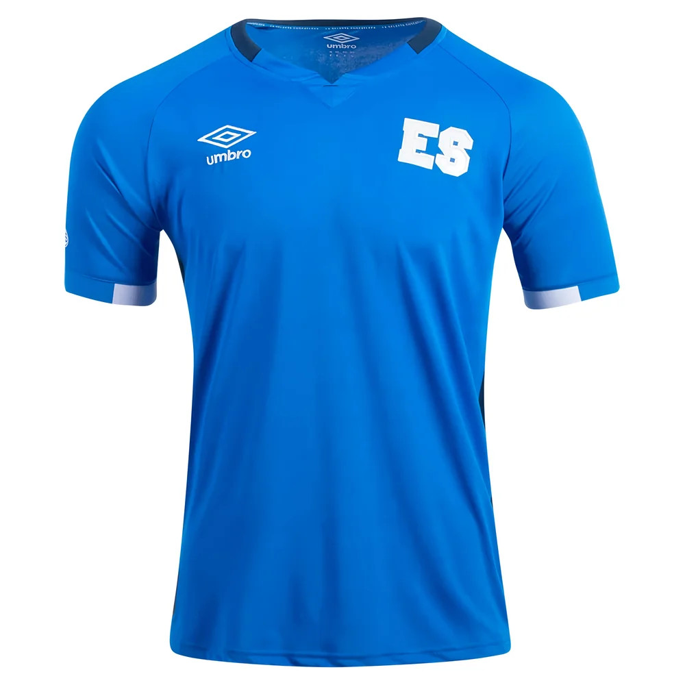 '21-'22 El Salvador Home Jersey Polyester Azerbaijan Made By: Umbro Men's Blue Small