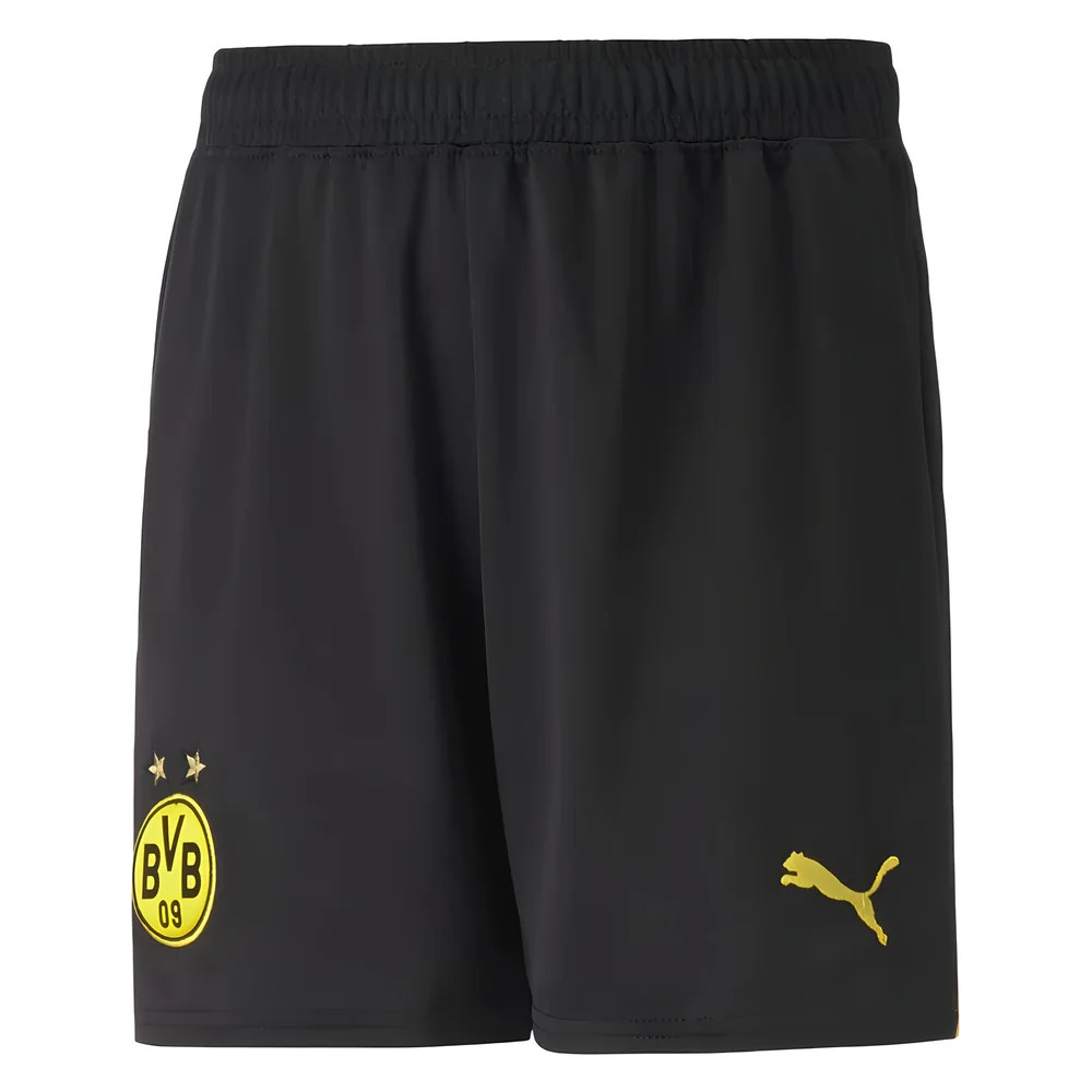 '22-'23 Borussia Dortmund Home Shorts (Black) - Kids Polyester Made By: Puma Unisex Kids Black Extra Small