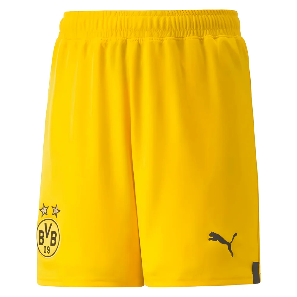 '22-'23 Borussia Dortmund Home Shorts (Yellow) - Kids 24 Waist Polyester Made By: Puma Unisex Kids Yellow Extra Small