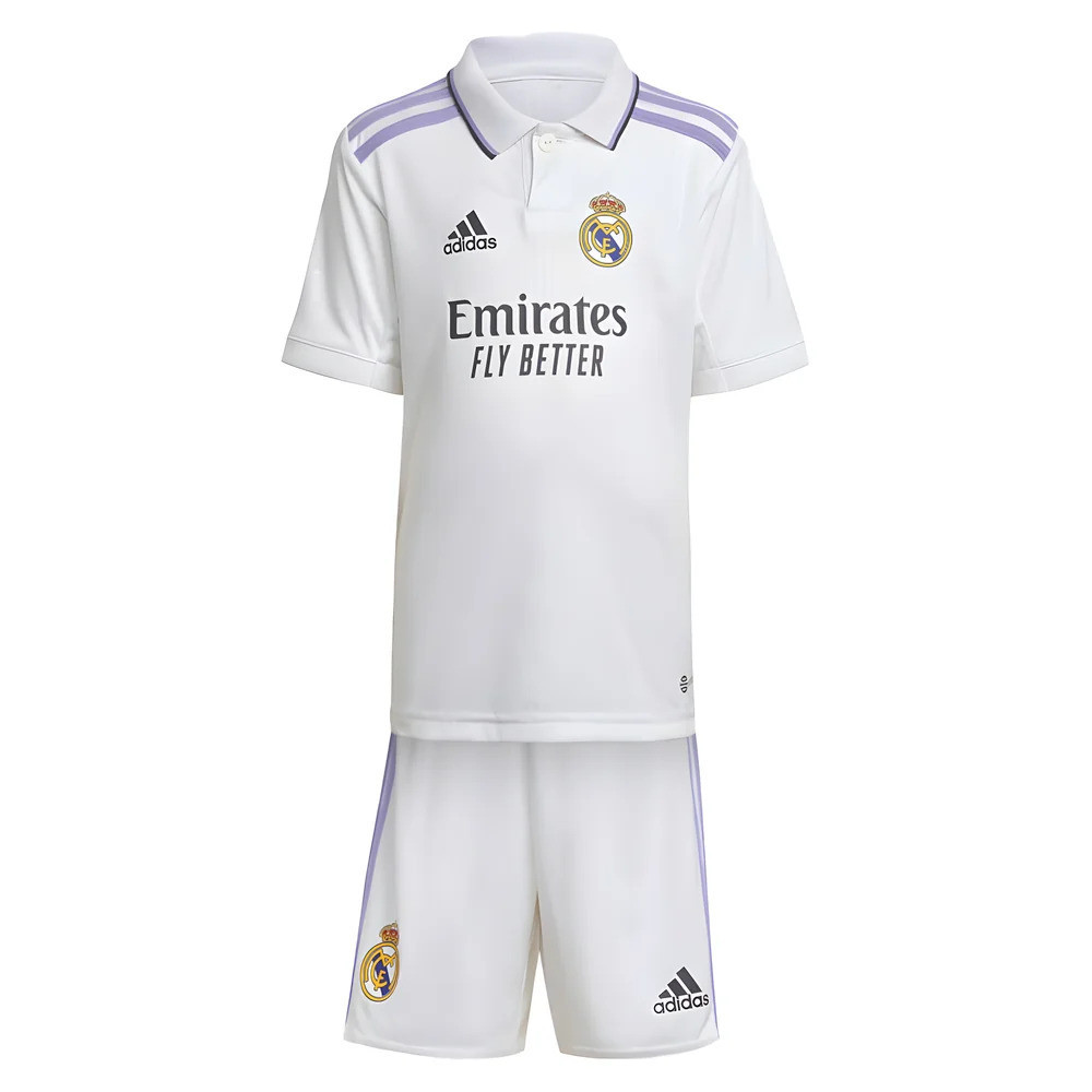 '22-'23 Real Madrid Home Mini Kit Toddler's Polyester Made By: Adidas Unisex Toddler White 2-3 Toddler
