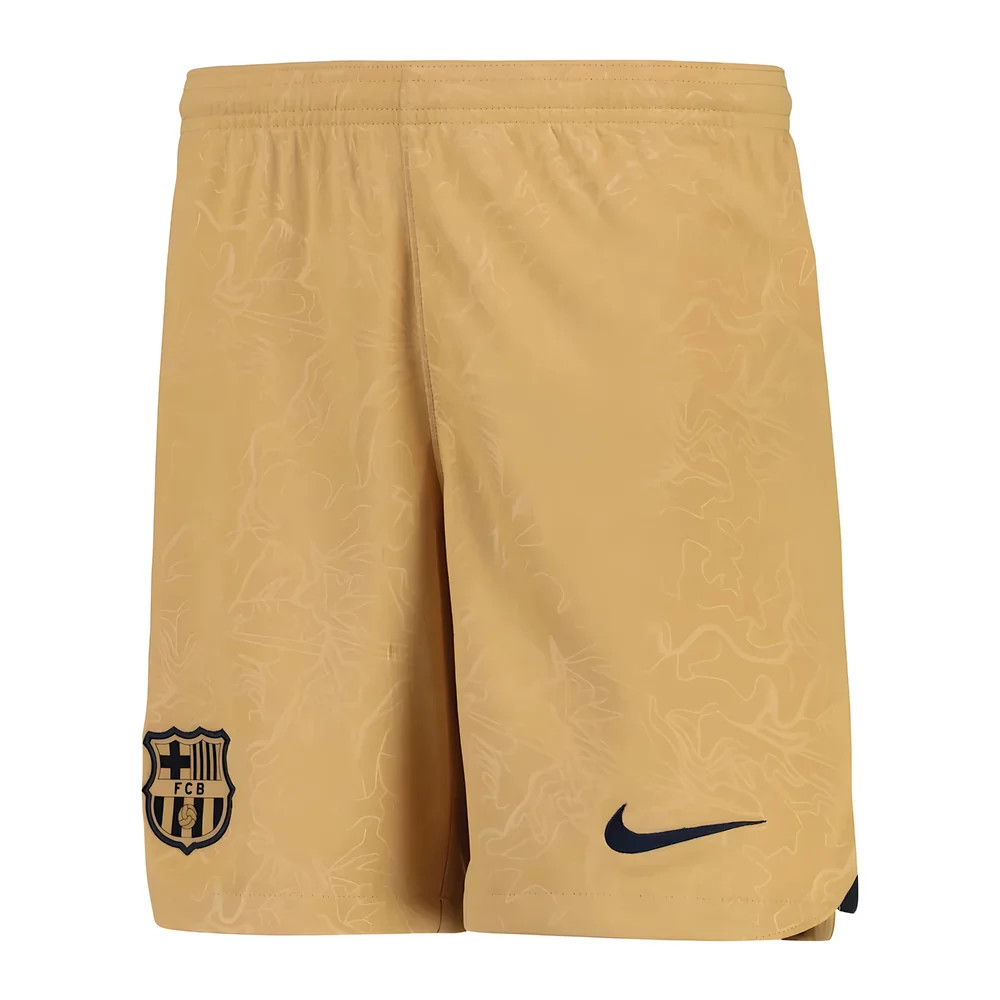 '22-'23 Barcelona Away Shorts (Gold) - Kids Polyester Made By: Nike Unisex Kids Gold Large