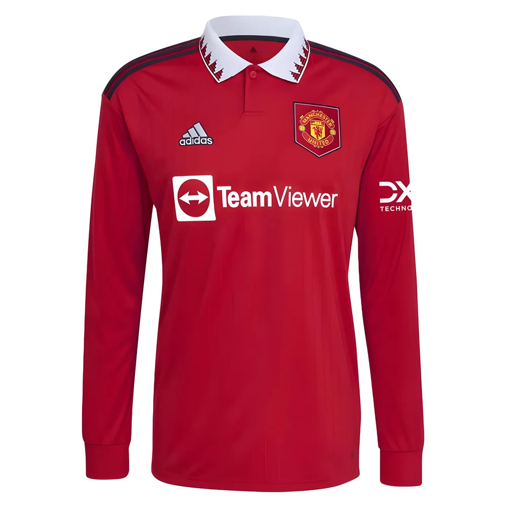 '22-'23 Man Utd Long Sleeve Home Shirt Polyester Manchester United Made By: Adidas Men's Black 3XL
